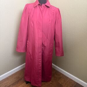 London Fog Maincoats Pink Long Trench Coat Rain Jacket Womens Size 12 Reg